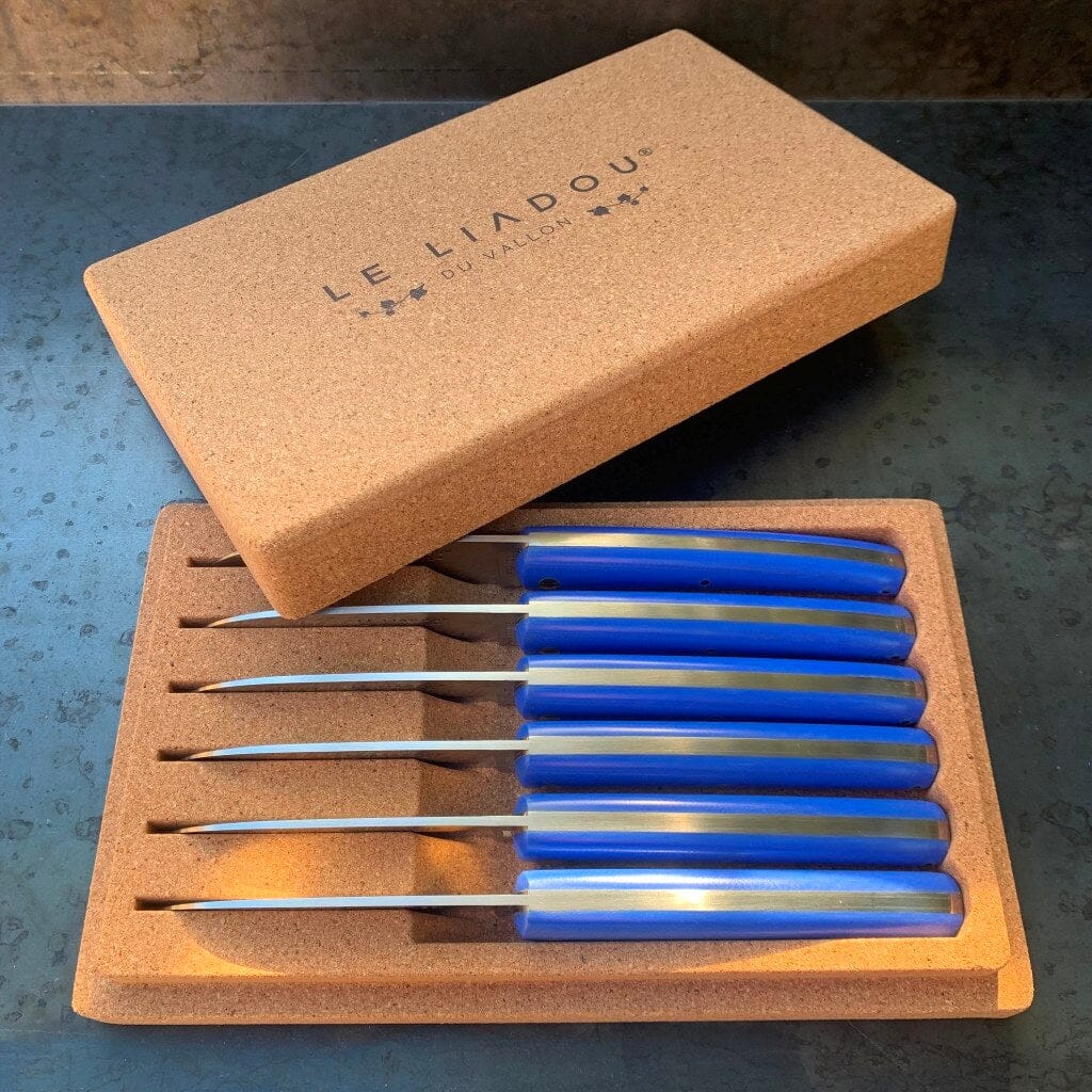 Coffret couteaux de table en G10 bleu