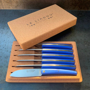 Coffret couteaux de table g10 bleu fiberglass