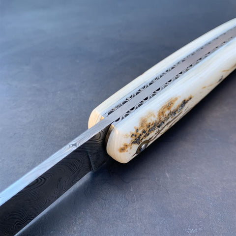 Liadou Exception in Fossilized Mammoth Ivory &amp; Damascus Blade V2