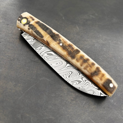 Liadou Exception in Ram's Horn, Chiselled Platinums &amp; Damascus Blade