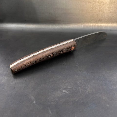 Liadou Exception in carbon fiber/copper, chiseled copper plates &amp; stainless steel Damascus blade