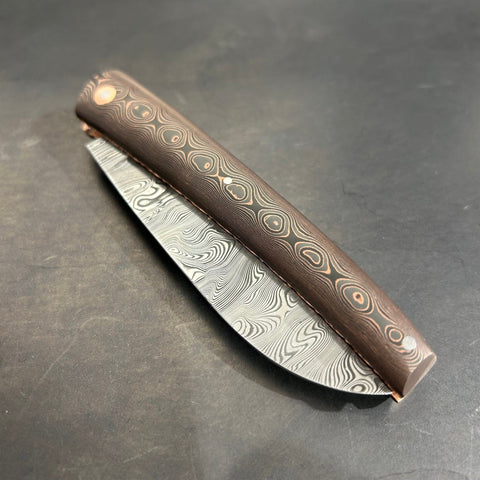 Liadou Exception in carbon fiber/copper, chiseled copper plates &amp; stainless steel Damascus blade