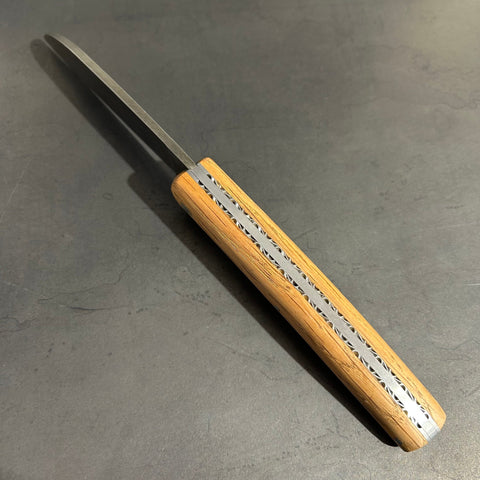 Liadou Exception in Cask Oak with Chiselled Plates & Damascus Blade