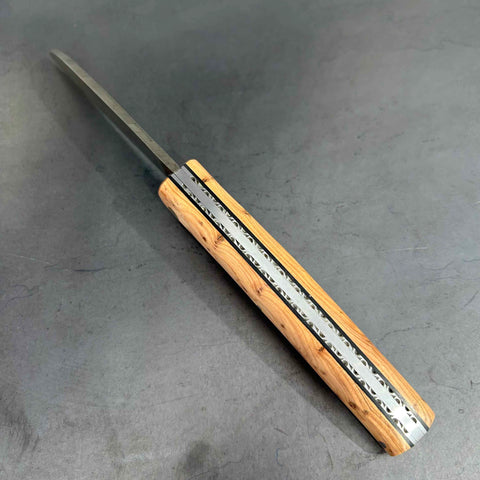 Liadou Exception in Juniper & Carbon Damascus Blade
