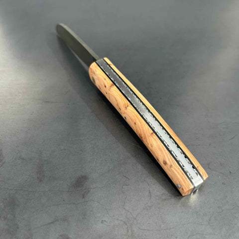 Liadou Exception in Juniper & Carbon Damascus Blade