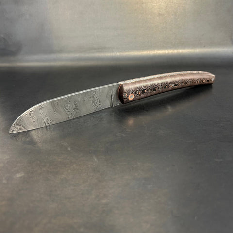 Liadou Exception in carbon fiber/copper, chiseled copper plates &amp; stainless steel Damascus blade