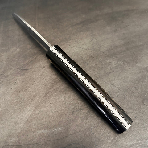 Petit Liadou Exception in Juniper Burl & Damascus Blade