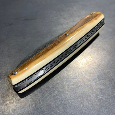 Liadou ® Exception in Fossilized Mammoth Ivory & Damascus Blade